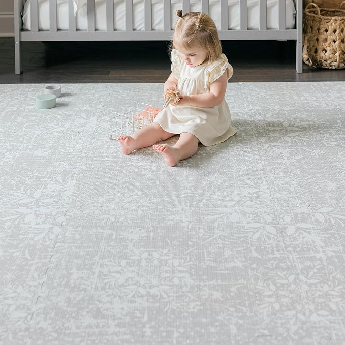 Little Landings Baby Play Mat for Floor - Eden (6x8ft) - Premium EVA Foam Play Mat for Babies & Toddlers (Ages 0-5+) - Non-Toxic Playmat for Tummy Time, Crawling & Playroom - Stylish & Comfortable