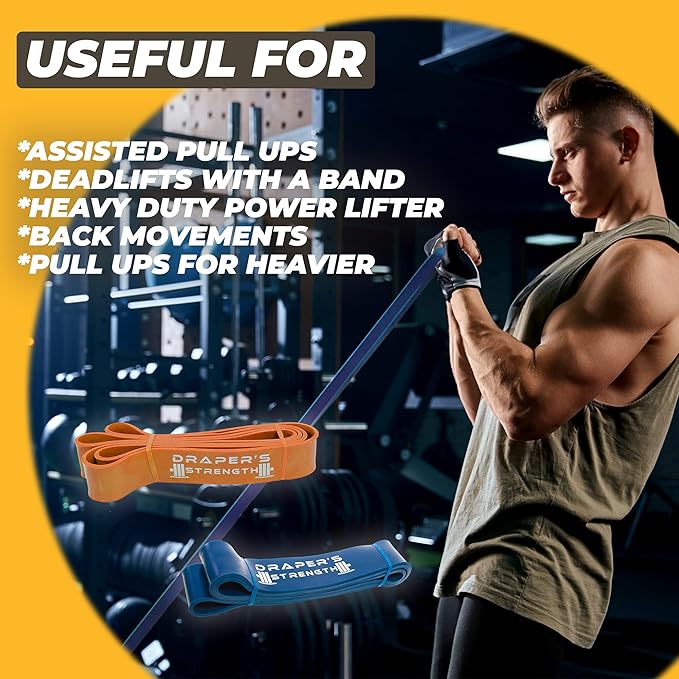 Draper's Strength Heavy Duty Resistance Stretch Loop Bands for Powerlifting Workout Exercise and Assisted Pull Ups
