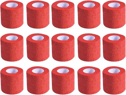 KISEER 15 Pack 2 Inch x 5 Yards Red Self Adhesive Bandage Breathable Cohesive Bandage Wrap Rolls Elastic Self-Adherent Tape for Stretch Athletic, Sports, Wrist, Ankle