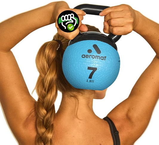 Aeromat Elite Mini Kettlebells – Weighted Exercise Medicine Ball with Anti-Slip Grip & Wide Handle, Strength Training Kettlebell for Squats, Workouts, & Home Gym Use
