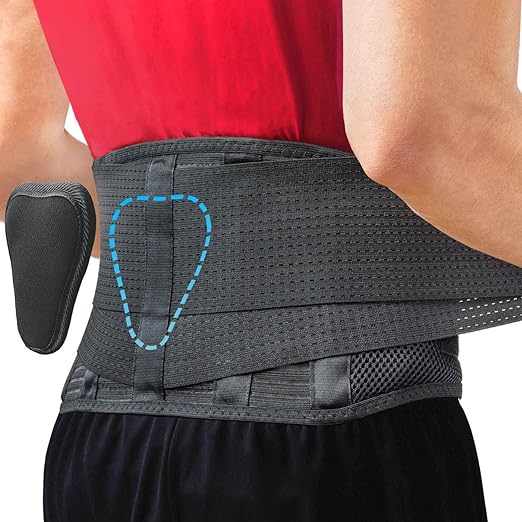 Sparthos Back Brace for Women & Men, Sciatica, Lower Back Pain - Black-SM