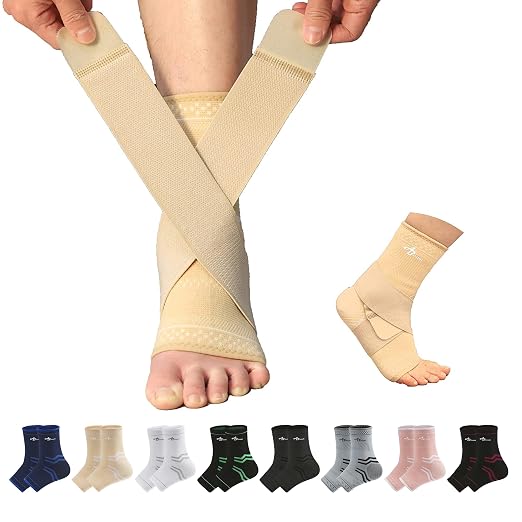 ABIRAM Ankle Brace for Men & Women - Adjustable Compression Sleeve with Wrap for Sprained Ankle, Plantar Fasciitis, Achilles Tendonitis - Breathable Support for Running, Volleyball, Basketball - L
