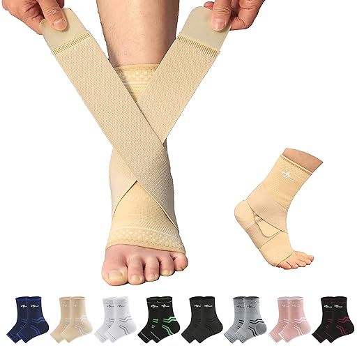 ABIRAM Adjustable Ankle Brace for Women & Men - Compression Sleeve with Wrap for Sprains, Plantar Fasciitis, Achilles Tendonitis - Running, Volleyball, Basketball Support - Breathable, Size S
