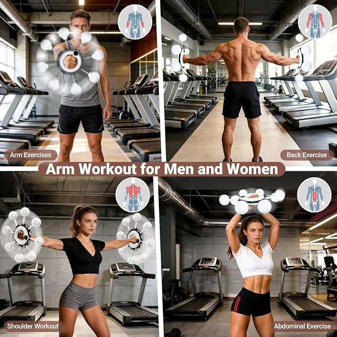 360° Arm Workout Equipment,Rotating Ropeless Battle Ropes for Home Gym, Hand-Crank Arm Trainer for Forearm, Chest, Shoulder,Flabby Arm Exerciser Workouts for Men and Women