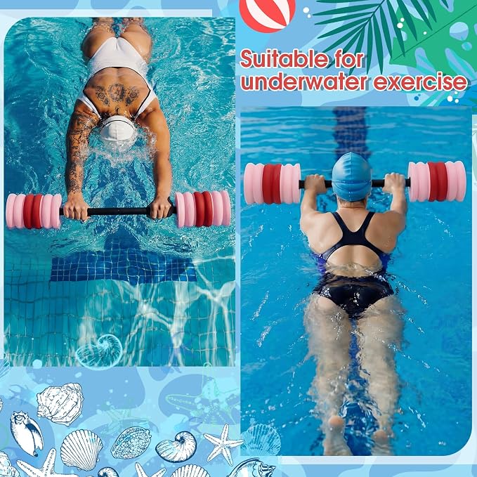 Soulchen Long Aquatic Exercise Dumbbells Pool Exercise Foam Water Weights Dumbbell Aquatic Pool Barbells with High Density EVA Foam for Swim Water Aerobics Workouts Loss