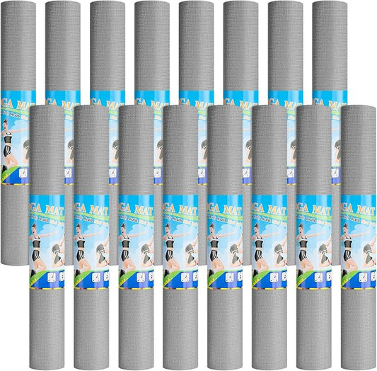 Funtery 3 mm Thin Yoga Mats Bulk, 68 x 24 Inches Lightweight PVC Exercise Mats Non Slip Workout Fitness Pads for Yoga Pilates Stretching Classes Gym Home Studio