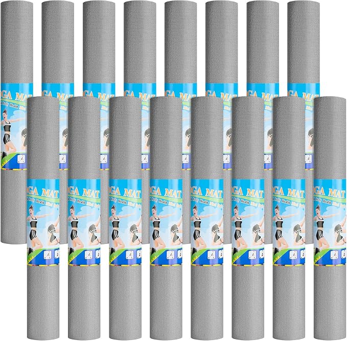 Funtery 3 mm Thin Yoga Mats Bulk, 68 x 24 Inches Lightweight PVC Exercise Mats Non Slip Workout Fitness Pads for Yoga Pilates Stretching Classes Gym Home Studio