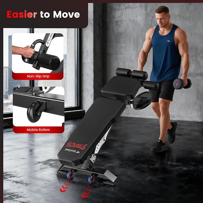 Adjustable Weight Bench, 1800LBS Heavy Duty Workout Bench for Home Gym | Commercial Strength Training Bench with Removable Leg Holder, Supports Full Body Workouts with Flat Incline Decline Sit Up
