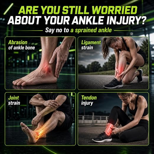 Ankle Brace & Lace-Up Support Stabilizer - Green | For men & women: adjustable straps for high compression. Ideal for basketball, sports recovery & daily protection.