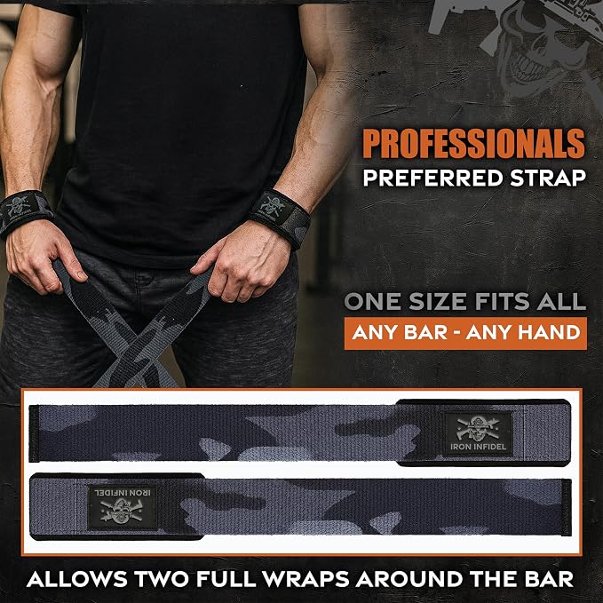 Iron Infidel Weight Lifting Straps - Wrist Straps for Weight Lifting, Deadlifting, Exercise, Crossfit, Strength Training, Olympic Lifts - Gym Straps for Grip Strength on Bar