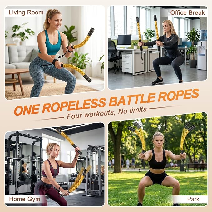 Ropeless Battle Ropes for Home Gym, Weighted Ropeless Battle Adjustable Resistance Levels Ropeless Battle for Strength Training and Full Body Exercise