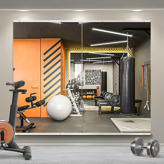 Home Gym Mirror for Wall, 48x28x2PCS Frameless Full Length Mirror, Silver | HD Shatterproof Glass, Easy Wall Mount, Large Body Mirrors for Home Gym, Workout, Bedroom, Garage