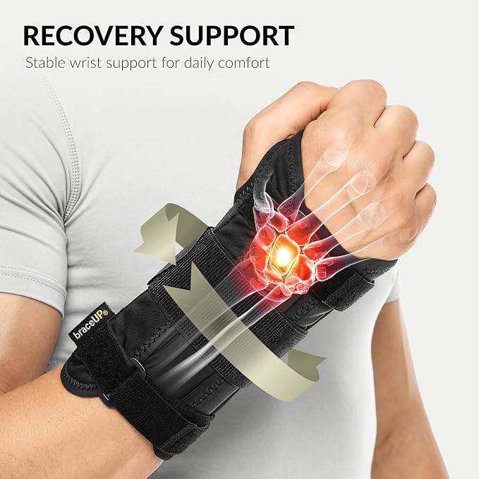 BraceUP Carpal Tunnel Wrist Brace - Metal Wrist Splint for Hand and Wrist Support, Tendonitis Arthritis Pain Relief