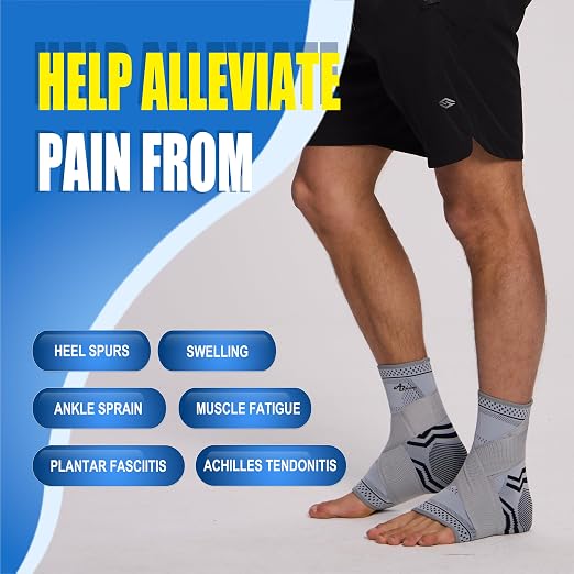 ABIRAM Ankle Brace for Men & Women - Adjustable Compression Sleeve with Wrap, Stability Support & Relief for Sprained Ankle, Plantar Fasciitis & Achilles Tendonitis - Breathable Running & Sports Gear