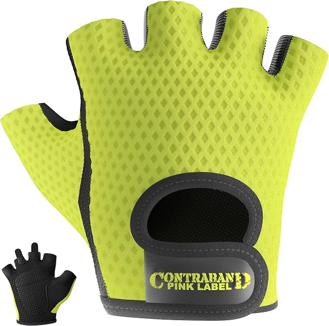 Contraband Pink Label 5307 Womens Designer Workout Gloves | Low Sweat Diamond Mesh Fabric w/Grip-Lock™ Silicone Palm