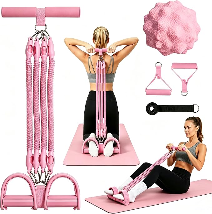 Resistance Band with Handle 100LBS Pedal Resistance Bands for Pilates Yoga Physical Therapy Leg,Abdomen,Waist,Arm,Workout Bands Exercise Resistance Bands Set for Women