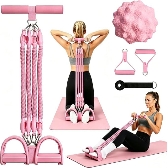 Resistance Band with Handle 100LBS Pedal Resistance Bands for Pilates Yoga Physical Therapy Leg,Abdomen,Waist,Arm,Workout Bands Exercise Resistance Bands Set for Women