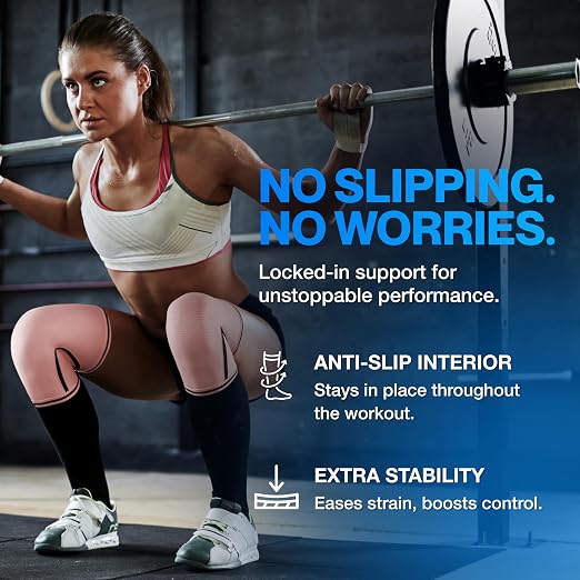 Modvel 7mm Neoprene Knee Sleeves for Men & Women Weightlifting & Powerlifting – Compression Knee Sleeve Support for Squats, Gym, Training – USPA, IPL Approved – Large Peach (Pair)
