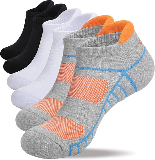 Lapulas Athletic Running Ankle Socks, Low Cut Cushioned Anti-Blister Tab Sports Socks Men Women 6Pairs
