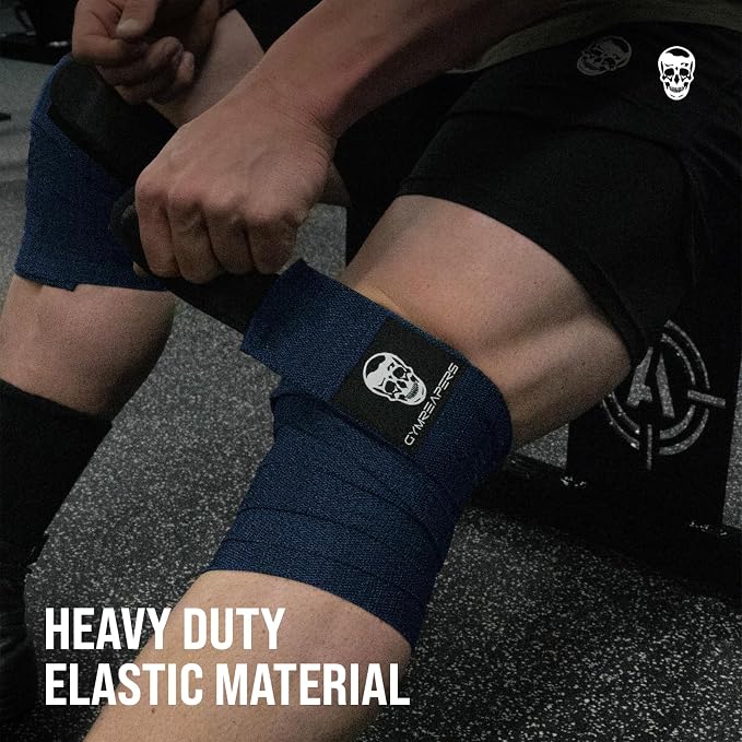 Gymreapers Knee Wraps for Squats and Powerlifting 72 Inch Compression Wraps with Strap for Men & Women Weightlifting Support