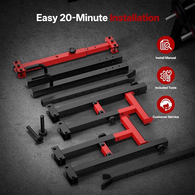 PASYOU Adjustable Squat Power Rack for Home Gym | Adjustable Free Weight Racks, Dual Steel Frame, Push-up Handles, with Dumbbell Storage, Heavy Strength Training for Home Gym