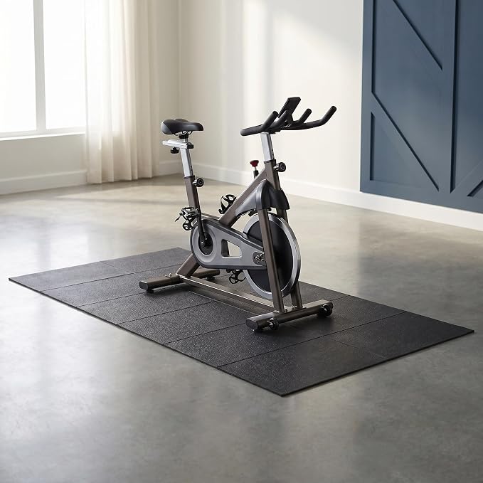 VICASKY Thick Non-slip Folding Treadmill Floor Mat Shock Absorbing Fitness Equipment Pad for Home Gym Compatible with Treadmills Stationary Bikes Cardio Machines