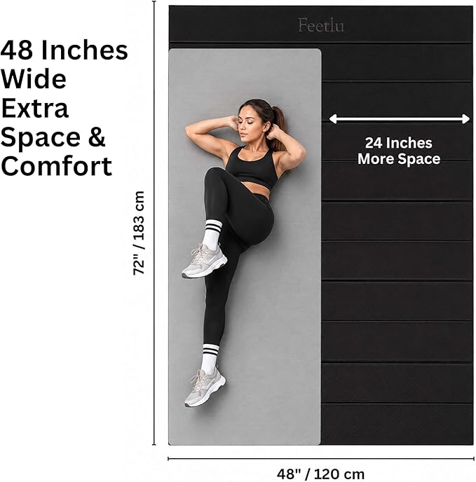 Foldable Large Yoga Mat, Extra Space 72"L x 48"W (183 x 122 cm), 6mm & 8mm Thick, Workout Mat for Home Gym and Travel - Anti-Slip Folding Exercise Mat for Yoga & Pilates
