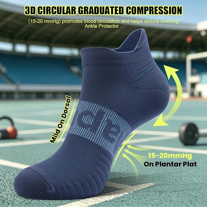 Lapulas Compression Socks for Men & Women, 6 Pair Ankle Running Support Socks for Sports, Casual, Plantar Fasciitis Relief
