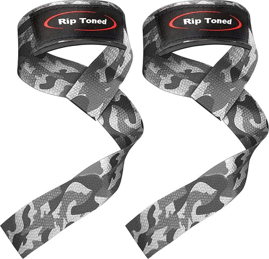 Rip Toned Lasso Lifting Straps for Weightlifting, 23¼" Padded | 1 Pair, cotton, non-latex neoprene. No break-in. Quick release. Deadlifts, rows, shrugs, pull-ups. Machine washable.