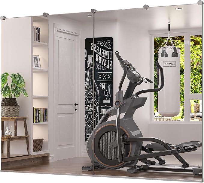 Keonjinn Gym Mirrors for Home Gym Wall Large, 48" x 32" x 2Pcs Full Body Exercise Mirror for Home Gym, Dance Studio, Garage, Acitvity, Fitness