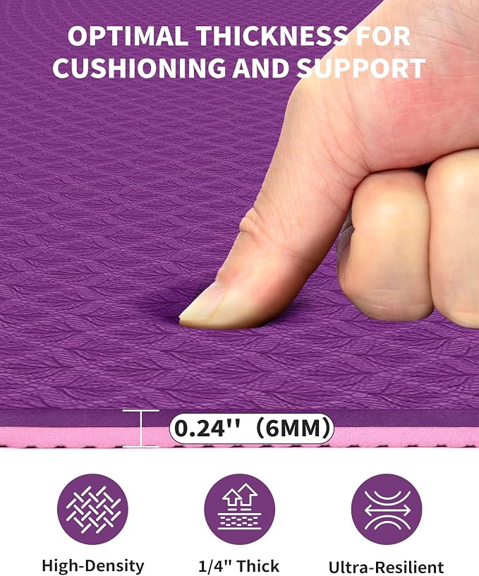 CAMBIVO 72''x48'' Large Yoga Mat, Extra Thick TPE Workout Mat | extra large exercise mat, non-slip TPE cushioning for joint relief, pilates stretching, apartment noise dampening