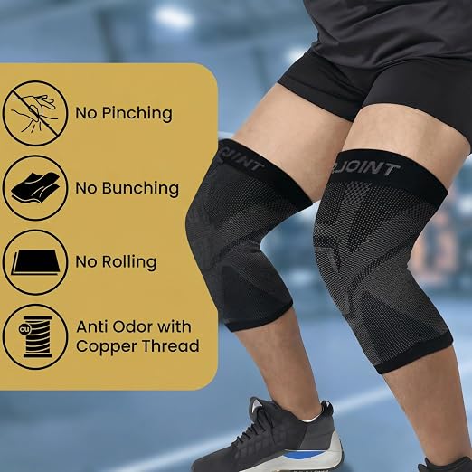 CopperJoint Knee Sleeve Pair for Women & Men, Lightweight Compression Knee Support Sleeves for Everyday Wear, Walking, Workouts & Daily Activity, 1 Pair