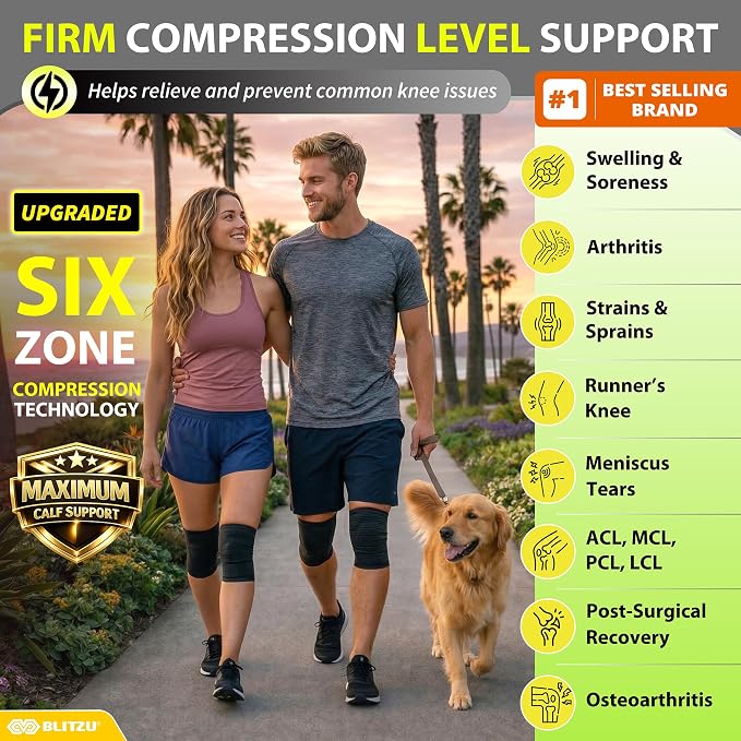 Knee Brace Men & Women, Knee Compression Sleeve Support Wrap Tendonitis L | 2 Pack, Joint & Patella Stabilization, Arthritis Pain Relief, Meniscus Tear, ACL Injury Recovery, Running, Sports, Workout