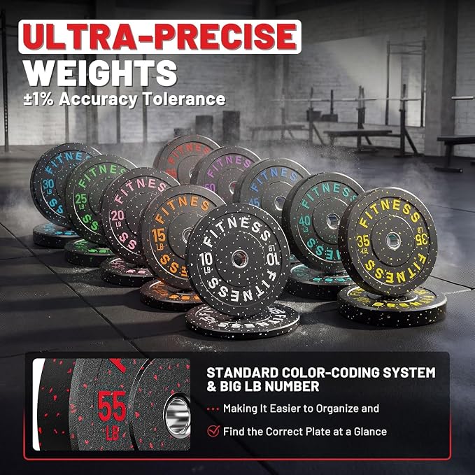 2" Bumper Plates Set Olympic Weight Plates for Barbell Strength Training | Papababe 2Inch Weights Plates Set, Floor Protective Plates, 20-600lbs Rubber Bumper Plates for Weightlifting, Bench Press