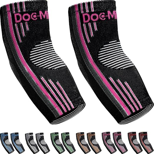 Doc Miller Elbow Compression Sleeves for Tendonitis, Women & Men, 1 Pair | Compression support, Arm Brace, Tennis Injuries, Bursitis Relief, Tendon Care, Active Use, Sports & Recovery
