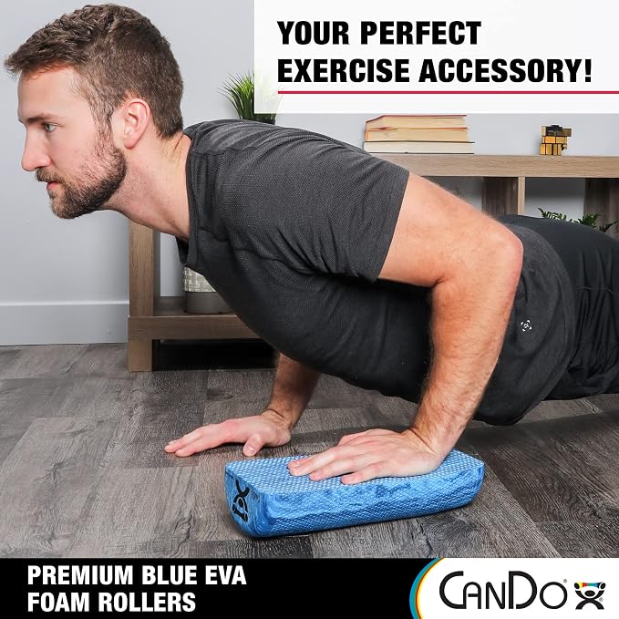 CanDo Premium Blue Marble EVA Foam Roller for Muscle Restoration, Massage Therapy, Sport Recovery and Physical Therapy 6" x 12" Half-Round