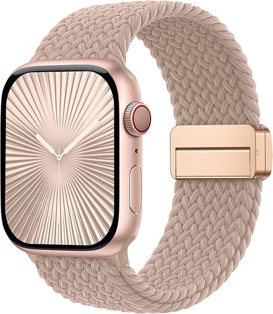 Laffav Braided Stretchy Band Compatible with Apple Watch Bands 42mm 40mm 41mm 38mm 44mm 45mm 46mm 49mm for Women Men, Magnetic Nylon Solo Loop Sport Strap for iWatch Series 11 10 9 8 7 6 5 4 SE Ultra