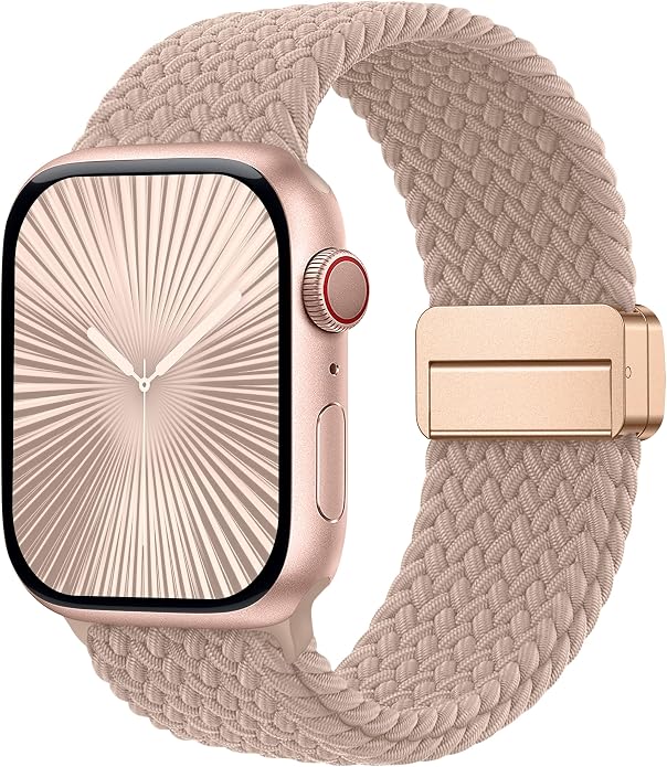 Laffav Braided Stretchy Band Compatible with Apple Watch Bands 42mm 40mm 41mm 38mm 44mm 45mm 46mm 49mm for Women Men, Magnetic Nylon Solo Loop Sport Strap for iWatch Series 11 10 9 8 7 6 5 4 SE Ultra