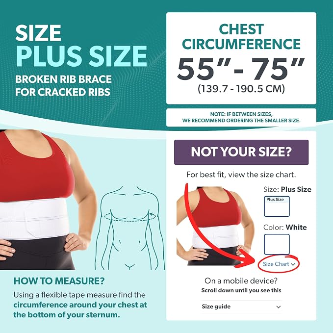 BraceAbility Plus Size Broken Rib Brace - Rib Protector Compression Wrap, Chest Support Belt for Bruised, Fractured, Dislocated Ribs, Costochondritis Relief, Sternum Brace for Men and Women (White)