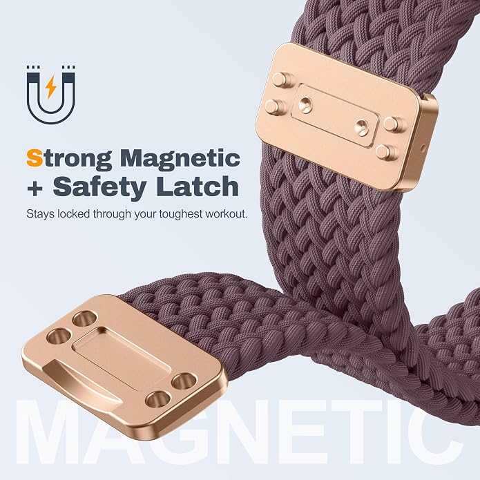 Laffav Braided Stretchy Band Compatible with Apple Watch Bands 42mm 40mm 41mm 38mm 44mm 45mm 46mm 49mm for Women Men, Magnetic Nylon Solo Loop Sport Strap for iWatch Series 11 10 9 8 7 6 5 4 SE Ultra