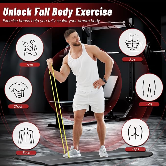Resistance Bands for Working Out, 4-Level Pull Up Assistance Bands, Exercise Bands for Women & Men, Stretch Workout Bands for Full-Body Training, Fitness, Physical Therapy, Pull Up Bands at Home, Gym