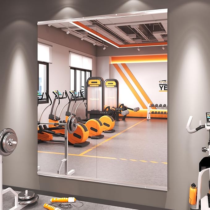 Amorho Gym Wall Mirror, 56''x24''(Each)-2PCS | Frameless Full Body Mirror for Gym, Tempered Glass, Yoga Studios, Dance Rooms, Garage Gyms.