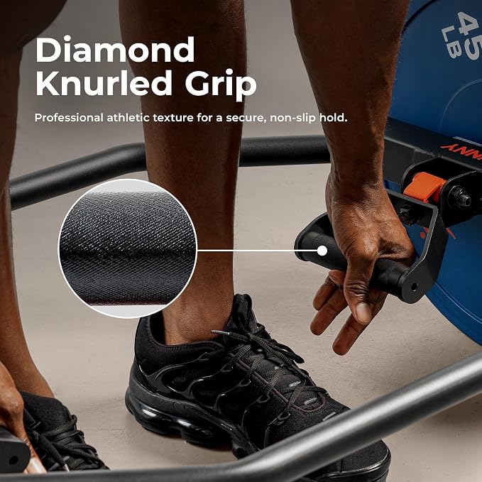 Sunny Health & Fitness Olympic Hex Trap Bar for Deadlifts, Home Gym Barbell | Fits 2" Olympic Plates, Diamond Knurled Grips, Deadlift Squat Shrug Farm Walk, Targets Legs Glutes Back Core & Grip
