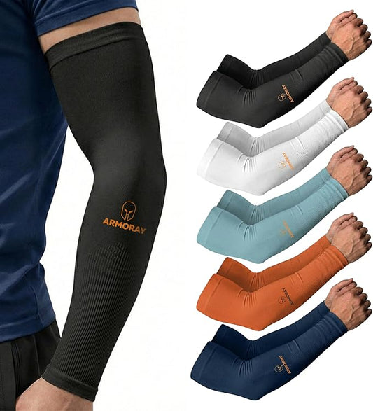 ARMORAY Arm Sleeves for Men and Women - UV Sun Protection Cooling Compression - Tattoo Cover Up Sleeve for Daily Wear & Work