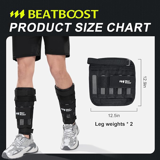 Ankle Wrist Weights 4lb/10lb/15lb/20lb/25lb/30lb BeatBoost Adjustable Leg Arm Weights for Men Walking Pilates Exercise Workout Gym Aerobics