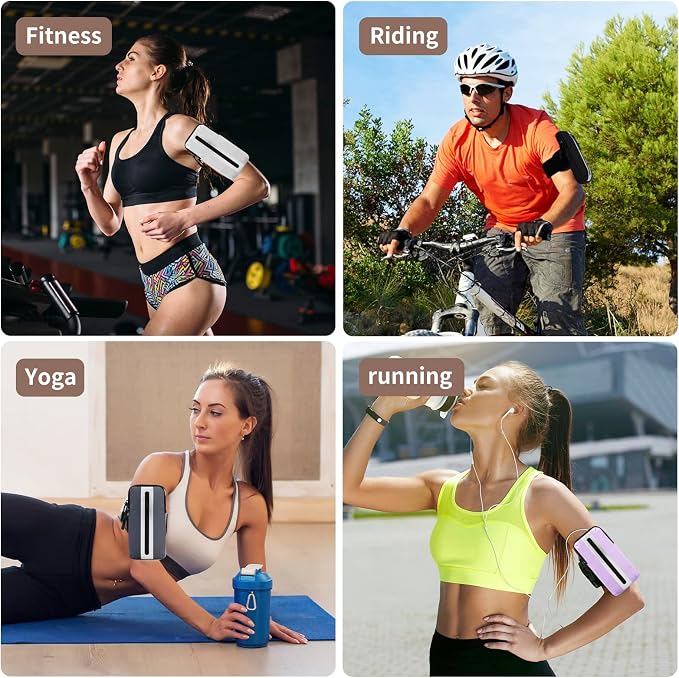 Prime Comfort Running Phone Holder Armband, iPhone Arm Bands for Exercise, Running Arm Bands for Cell Phone, Phone Purse Cell Phone Holder for Walking (White)