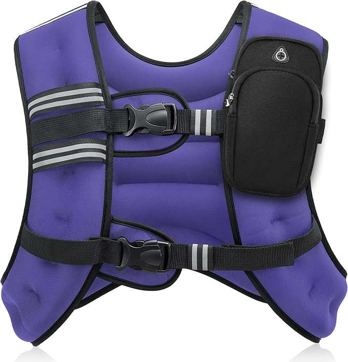 ZELUS Weighted Vest, 6lb/8lb/12lb/16lb/20lb/25lb/30lb Weight Vest with Reflective Stripe for Workout, Strength Training, Running, Fitness, Muscle Building, Weight Loss, Weightlifting