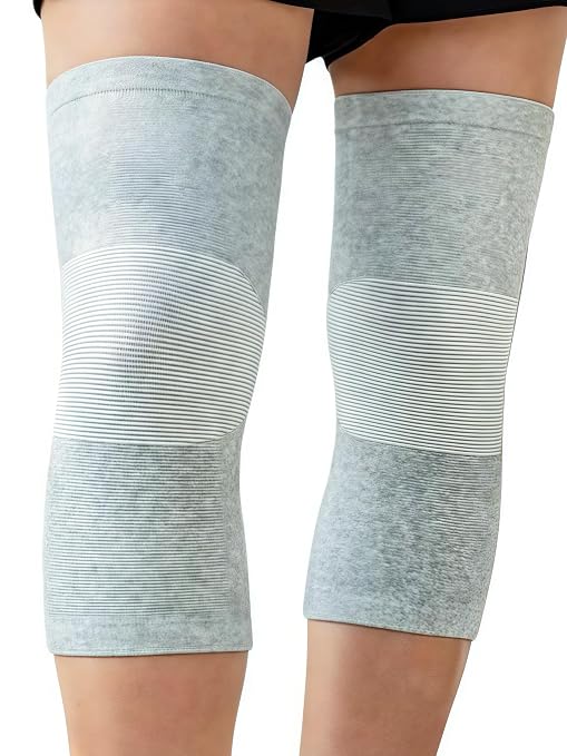 Bamboo Knee Sleeves, 2-Pack Knee Compression Sleeve Women Men Elastic Warm Slip-on Recovery Knee Brace for Arthritis Knee Pain