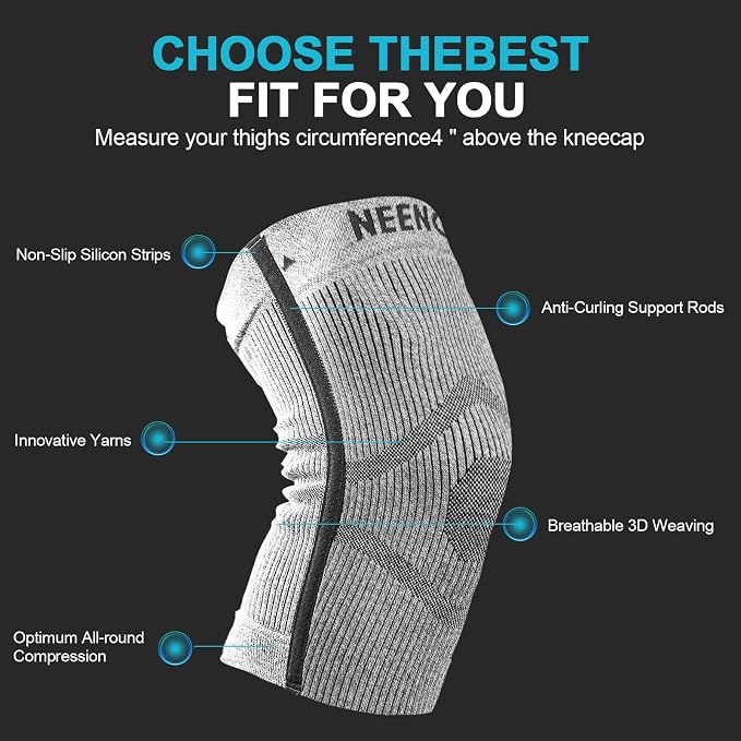 NEENCA Knee Sleeve – Knee Braces for Knee Pain, Joint Pain Relief, Swelling, Inflammation Relief, and Circulation, Knee Support for Women and Men
