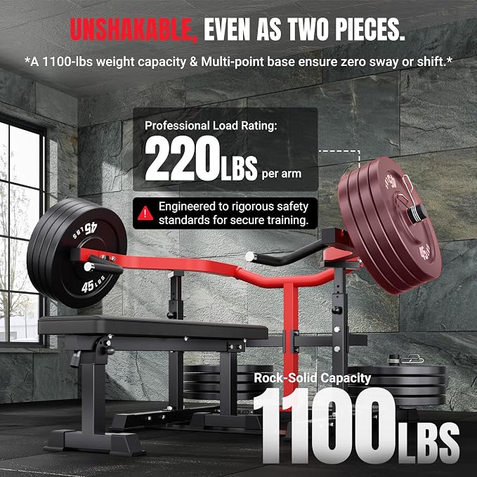 YOLEO 2-Piece Chest Press Machine & Flat Weight Bench, 1100LBS Home Gym Upper Body Machines with Independent Arms & Adjustable Flat Bench